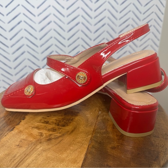 NEW! Red Sling Back Maryjane Block heel size 9 - Picture 1 of 9